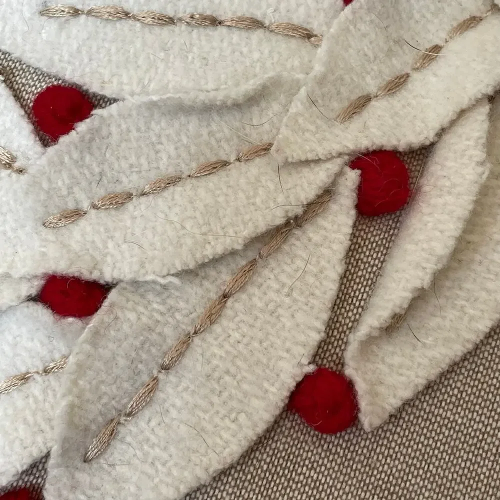 Farmhouse Fabric Wreath Berries Pillow Pair Beige Tan Boho Christmas Holiday